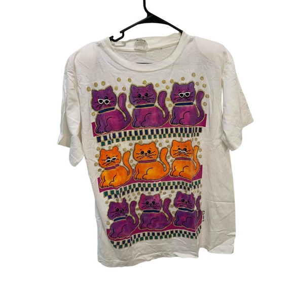 Vintage 1993 Fun Art by Lori B cat t-shirt with shoulder pads. - Picture 2 of 10